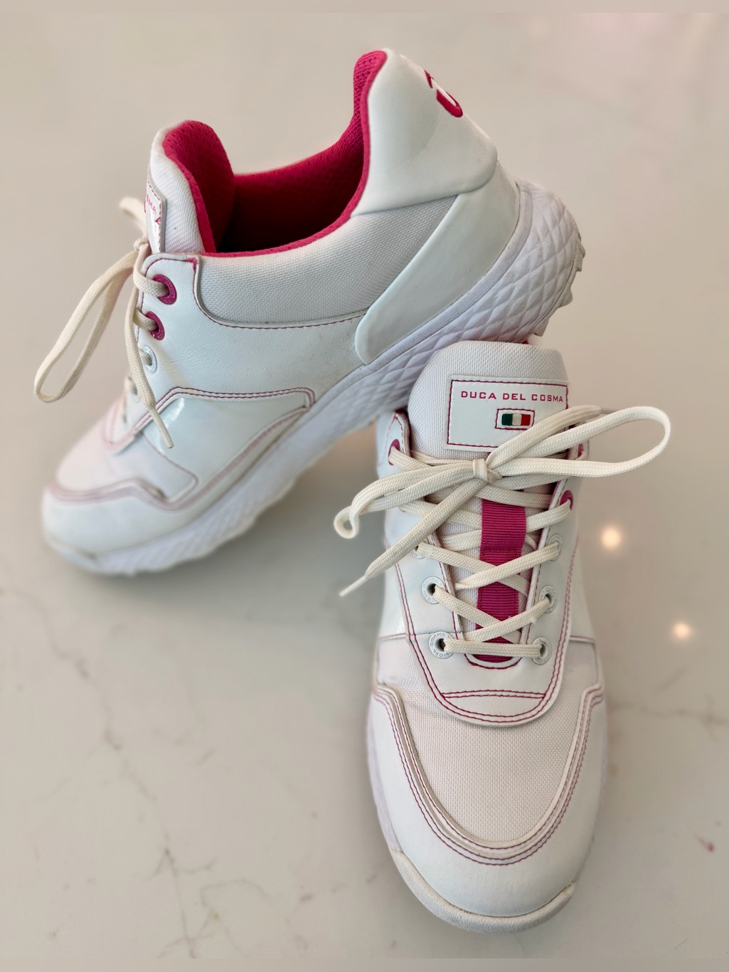 Duca Del Cosma Padova Pink/White Women's Spikeless Golf Shoes. Size 7-7.5